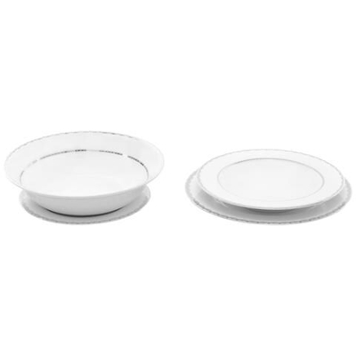 Servizio Piatti Con Filo Platino, 37 Pezzi Bianco