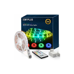 Striscia LED RGB da 5 m, con telecomando a infrarossi e alimentazione da 12 V, cambia colore, SMD 5050 cambia colore, per la casa, la camera da en oferta