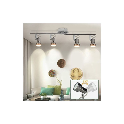 Lampada da soffitto a LED orientabile, moderna, 4 faretti a LED girevoli da soffitto, 4 x 3 W, GU10, 960 lm, 3000 K, luce bianca calda, da soffitto,