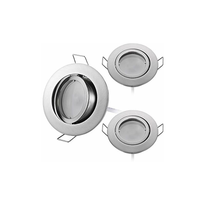 Set di 3 faretti LED da incasso, dimmerabili, cromati opachi, orientabili, 3 W, piatti, 230 V, faretto da incasso, 68 mm, angolo di diffusione di