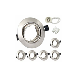 Set di 6 faretti da incasso a LED, GU10, orientabili, rotondi, 230 V, in acciaio inox spazzolato, con attacco per GU10 LED/alogeno características