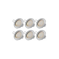 Set di 6 faretti LED da incasso ultra piatti da 5 W, con modulo LED da 230 V, in acciaio, IP20, luce bianca calda, 3000 K - Tobbiheim características