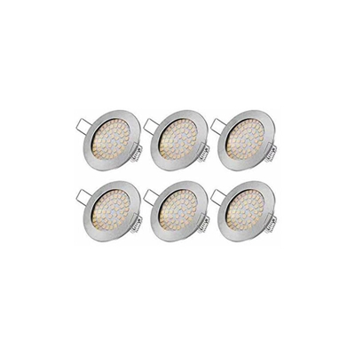 Set di 6 faretti LED da incasso ultra piatti da 5 W, con modulo LED da 230 V, in acciaio, IP20, luce bianca calda, 3000 K - Tobbiheim