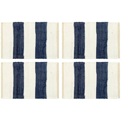 vidaXL Tovagliette 4 pz Chindi a Strisce Blu e Bianco 30x45 cm Cotone - Blu precio