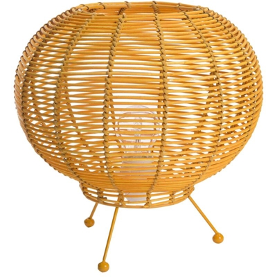 233745 Poster, Lampada Decorativa, Rattan Giallo, Ã? 30 x H 26 cm - Lussiol
