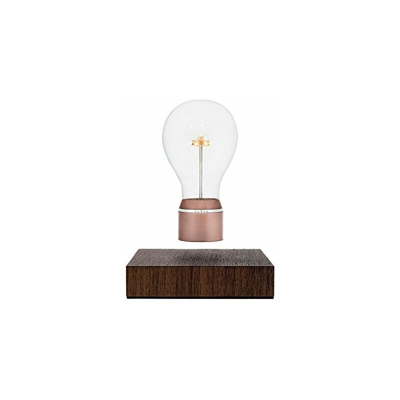 FLYTE Buckminster â?? Lampada di Design con lampadina a LED Fluttuante, Design Unico e Originale, con Base in Noce, Base Lampadina in Rame [Classe