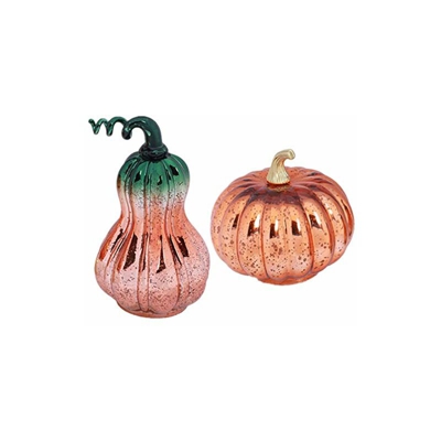 2 lanterne di vetro a forma di zucca, alimentate a batteria, per Halloween, zucca, decorazione notturna per feste di Halloween - Osaladi