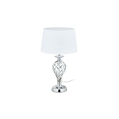 Abat Jour Touch Moderna, Dimmerabile su 3 Livelli di Luce, E27, Lampada da Tavolo per Salotto, Argento/Bianco, 1 pz - Relaxdays