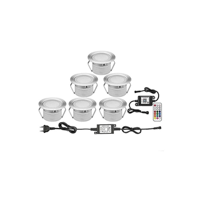 Set di 10 faretti a LED per terrazza interrata, DC 12 V, 1 W, IP67 Ã? 45 mm, lampada da esterno, decorazione per sentieri, scale, piscina, colore: