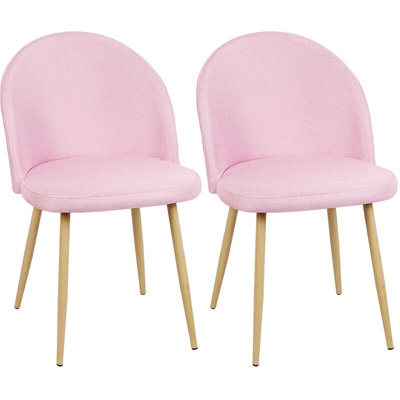 Jeobest - 2x Sedia da pranzo Sedia reclinabile Sedia da trucco Gamba in metallo Rosa