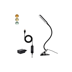 Lampada da tavolo a clip, 6 W, 3 colori di illuminazione: luce diurna e gialla, 2 modalitÃ di illuminazione a intensitÃ variabile, adattatore incluso características