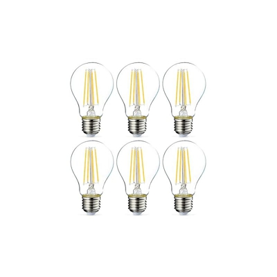 Lampadina LED E27 a Filamento, 7W (equivalenti a 60W), Luce Bianca Calda - Pacco da 6 - Amazon Basics