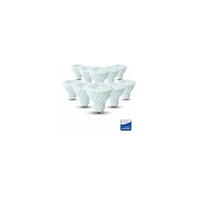 Rxvtac - 10 x LED Spotlight Samsung Chip GU10 6,5 W Ripple Plastic Lens Cover 110° Dimmable Pack of 10 (4000 K)