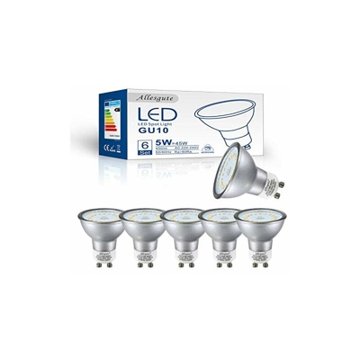 Allesgute - Confezione da 6 lampadine a LED GU10, 5 W, 450 lumen, AC 230 V, non dimmerabili, angolo d'astrazione 120°, sostituisce lampadine alogene