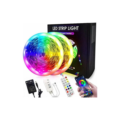 5050 - Striscia LED con Bluetooth, 20 m, con controllo tramite app e telecomando, 44 tasti, 12 V, 2 x 10 m, per camera da letto, cucina, armadio,