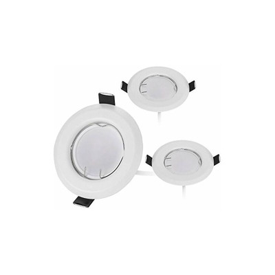 Set di 3 faretti LED da incasso ultra piatti in bianco con modulo LED 230 V, 3 W, 320 lumen, luce bianca calda, 3000 K, angolo di diffusione 120°,