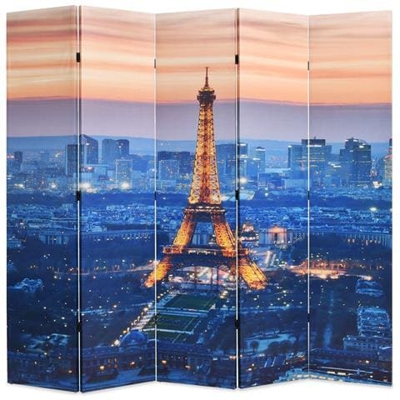 Paravento Pieghevole 200x170 cm Stampa Parigi di Notte