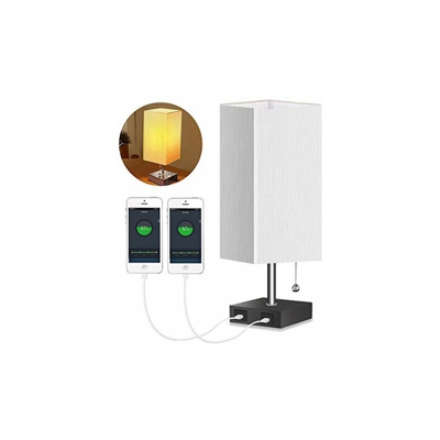 Lampada da comodino, lampada da tavolo con 2 porte USB, in tessuto, lampada da scrivania in stile retrò, lampada da comodino, lampada da comodino,