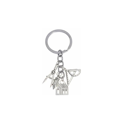 Amosfun Architetto portachiavi per insegnante, a forma di bussola, a forma di righello, portachiavi, tasca, fascino, regalo di laurea, regalo