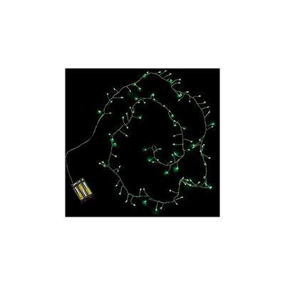 Striscia Rame con 100 luci LED Verdi statiche e Lampeggianti (Senza batterie) 2 m 1 Pezzo, Taglia Unica. - Eurocinsa
