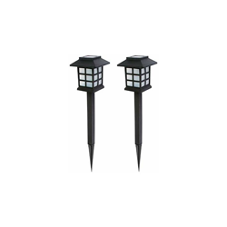 Balilla solare LED per vialetti da giardino, set da 2 pezzi, altezza 38 cm, picchetto di terra incluso, sensore crepuscolare, luce bianca calda, características