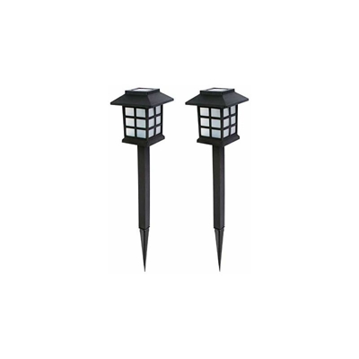 Balilla solare LED per vialetti da giardino, set da 2 pezzi, altezza 38 cm, picchetto di terra incluso, sensore crepuscolare, luce bianca calda,