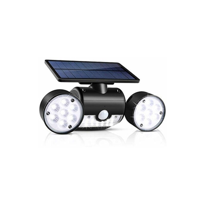lampada solare a 30 LED, per esterni, con movimento, luce solare con sensore di movimento, IP65, impermeabile, doppia testa girevole a 360°, per