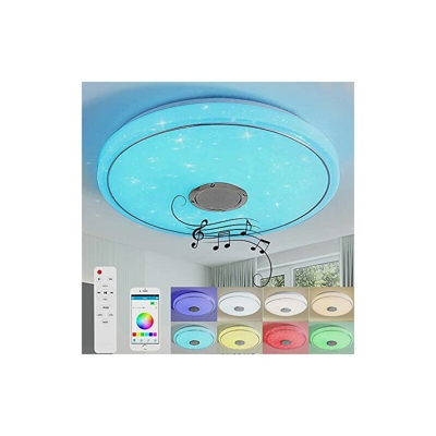 HS Lighting - Plafoniera a LED con altoparlante Bluetooth, 36 W, 3 modalitÃ di illuminazione, dimmerabile