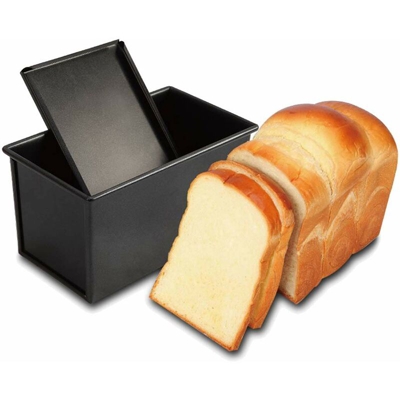 Per 450g di pasta per toast teglia da forno torta pasticceria da forno stampo da forno teglia da forno con coperchio (rettangolo nero-liscio) - Litzee