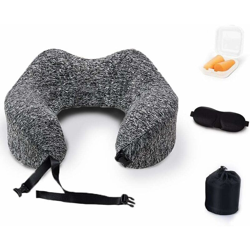 Cuscino da viaggio cuscino da viaggio in memory foam, cuscino per supporto collo per treno aereo, maschera per dormire, tappi per le orecchie e borsa características