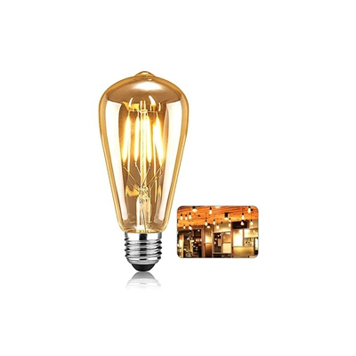 Lampadina vintage Edison a LED, E27, 4 W/220 V, ST64, luce bianca calda, 2500 K, illuminazione decorativa antica al centro della luce (1 pezzo)