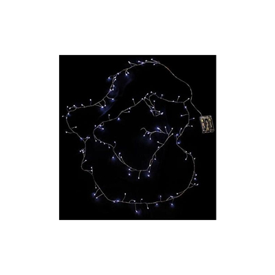 Striscia Rame con 120 luci LED Bianche statiche e Lampeggianti (Senza batterie) 3 m. 1 Pezzo, Taglia Unica. - Eurocinsa