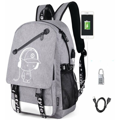 Zaino scuola USB Satchel School Bag Zaino sportivo Zaino per il tempo libero Daypacks Zaino con serratura per ragazze Ragazzi e bambini Donne Uomini