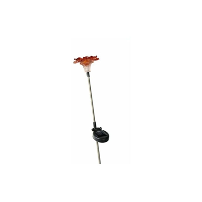 Galix 1851-R - Lotto di 2 Decorazioni a energia Solare a Forma di Fiori, in Inox e poliresina, 11 x 72 cm, Colore: Rosso