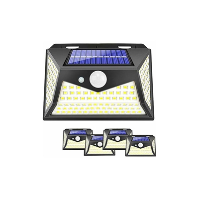 Lampade solari per esterni, 100 LED con sensore di movimento, luce di sicurezza con 3 modalità di illuminazione, grandangolo 270°, luce solare da