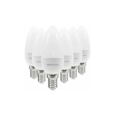 Sincelight - Lampadina a candela a LED E14, forma B35, con diffusore latteo, 5 Watt, bianco Netrual 4000 K e RAâ??92 ad alta resa cromatica,