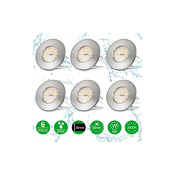 Faretto da incasso a LED 230 V, IP44, 25 mm, 3000 K, luce bianca calda, con 6 moduli LED da 5 W, 230 V, 500 lm, per il bagno, confezione da 6 características