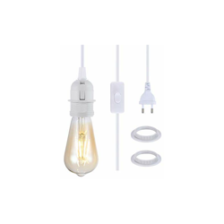 Portalampada E27, 2 pezzi, con interruttore, attacco per lampada a sospensione, cavo di alimentazione da 3,50 m, 1 luce, colore: Bianco - Nuodifan características