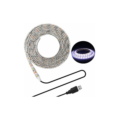 Striscia di illuminazione LED, retroilluminazione TV USB 16.4Ft/5 m LED per TV HD da 40-90 pollici, bianco