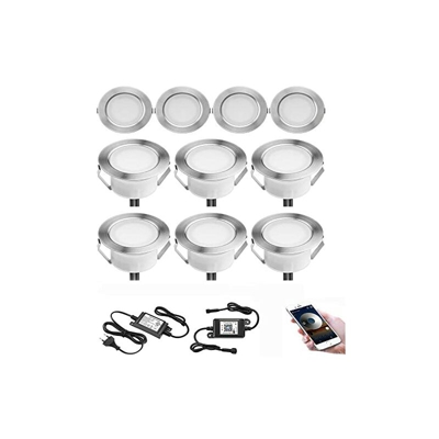 Set di 10 faretti a LED per terrazza interrata, DC 12 V, 1 W, IP67 Ã 45 mm, lampada da esterno, decorazione per sentieri, scale, piscina, colore: