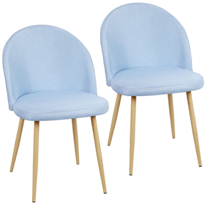 Jeobest - 2x Sedia da pranzo Sedia reclinabile Sedia da trucco Gamba in metallo Azzurro