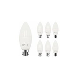 Confezione da 6 lampadine a LED B22, equivalenti a 50 W (6 W), 3000 K, luce bianca calda, 500 lm, non dimmerabile, lampadina a candela C37 con en oferta