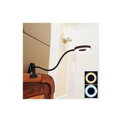 DLLT - Lampada a morsetto a LED, da lettura, colore nero, piccola lampada da scrivania, con clip, 6 W, colore nero, con 2 colori di luce: bianco precio