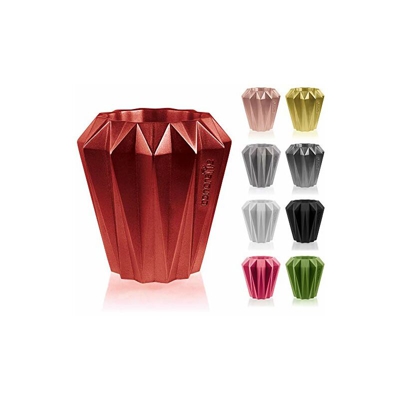 concrette Vaso per Fiori, Rosso Metallizzato, Ã 9-14x14x16 cm