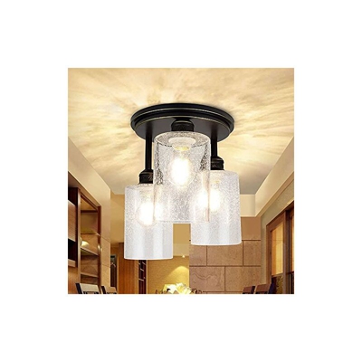 Plafoniera a LED a 3 luci, in vetro, lampada da soffitto moderna, stile vintage, attacco E27, perfetta per camera da letto, cucina, soggiorno (senza