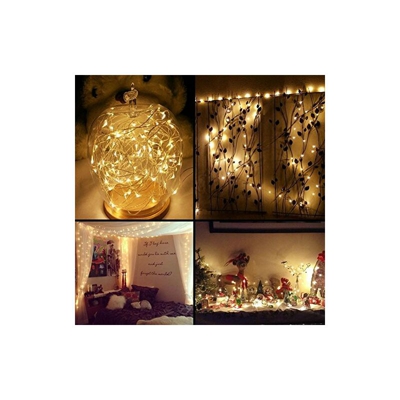 100 fari solari portatili e impermeabili a LED con sensore (1,2 V) per matrimonio, festa, Natale (Ip65) 12m Warm 12m Bianco - Samoleus