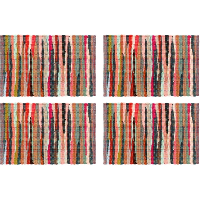 vidaXL Tovagliette 4 pz Chindi Neutro Multicolore 30x45 cm Cotone - Multicolore