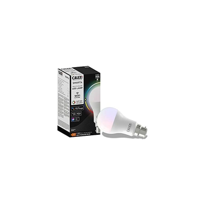 429006 Smart Home Wifi, lampada di base a LED A60-B22-8,5W-806LMM-2200-4000K + RGB, Multicolore, Vetro, 8,5 W, Taglia unica - Calex