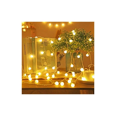 Ghirlanda luminosa a sfera, decorazione natalizia, con 80 LED, luce bianca calda, 10 m, illuminazione per interni/esterni, impermeabile,