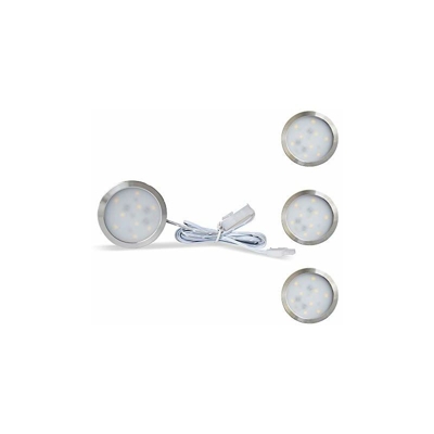 Set di 3 lampade a LED da incasso, per cucina, dimmerabili, rotonde, 6 W, illuminazione per armadi, luce bianca fredda, 6000 K, 12 V DC - Lampaous